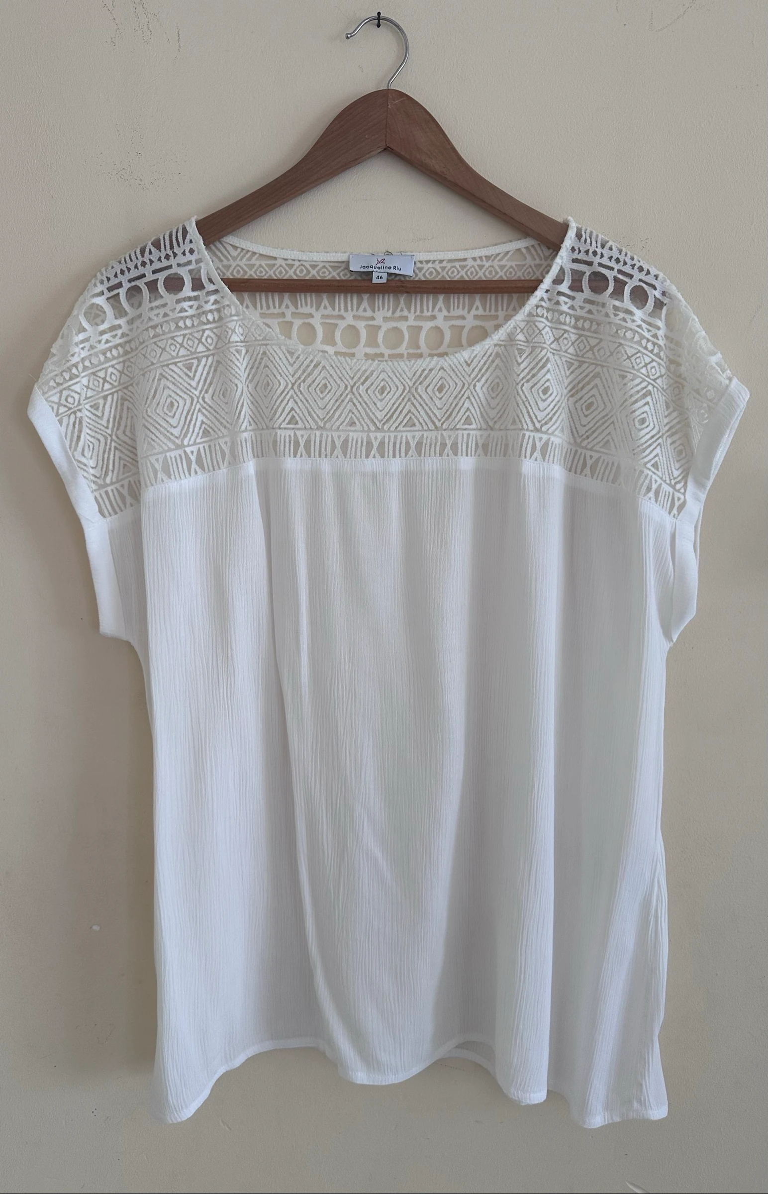 Top Blanc Bohème Chic Jacqueline Riu T46 – Dentelle & Viscose – photo 2